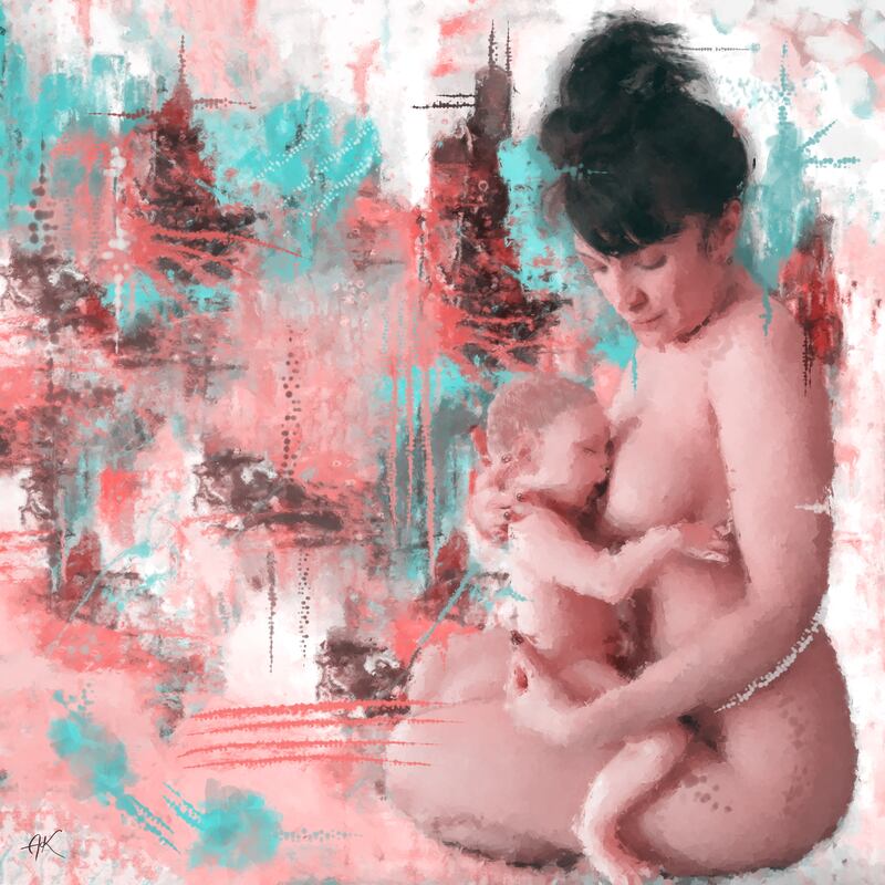 Fighting the Breastfeeding Stigma through Art: one of Afif El Khuffash’s paintings