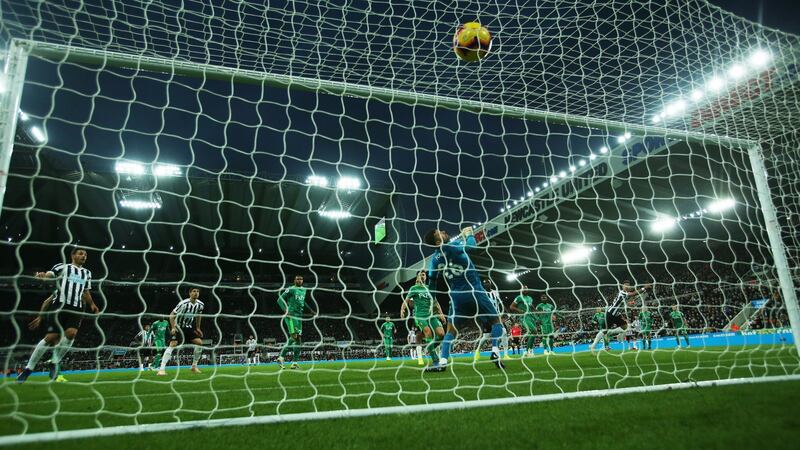 Watford goalkeeper Ben Foster is beaten by the shot of Ayoze Perez of Newcastle United during the Premier League match at St James’ Park. Photograph: Ian MacNicol/Getty Images
