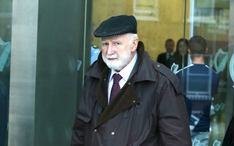 Former Garda John B O'Sullivan leaving the Criminal Courts of Justice after giving evidence in the trial of Noel Long for the 1981 murder of Nora Sheehan. Photograph: Collins Courts