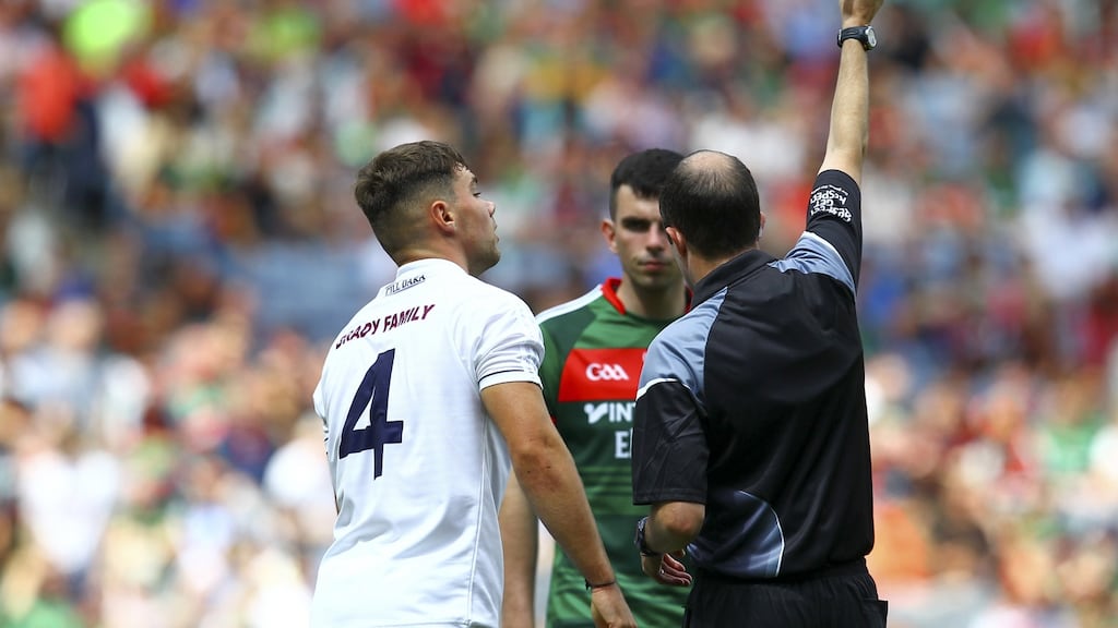 Proposed changes to the black card sanction would mean a player just has to sit out the action for ten minutes. Photograph: Ken Sutton/Inpho