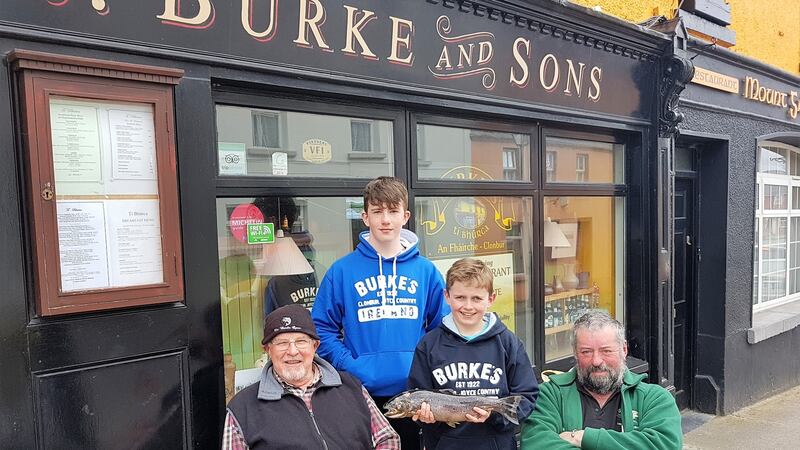 Callum Hennessy (16) and Darren Sweeney (11) with Mike Hegarty and Tom Sweeney were fishing on Lough Mask for three days and caught 16 trout