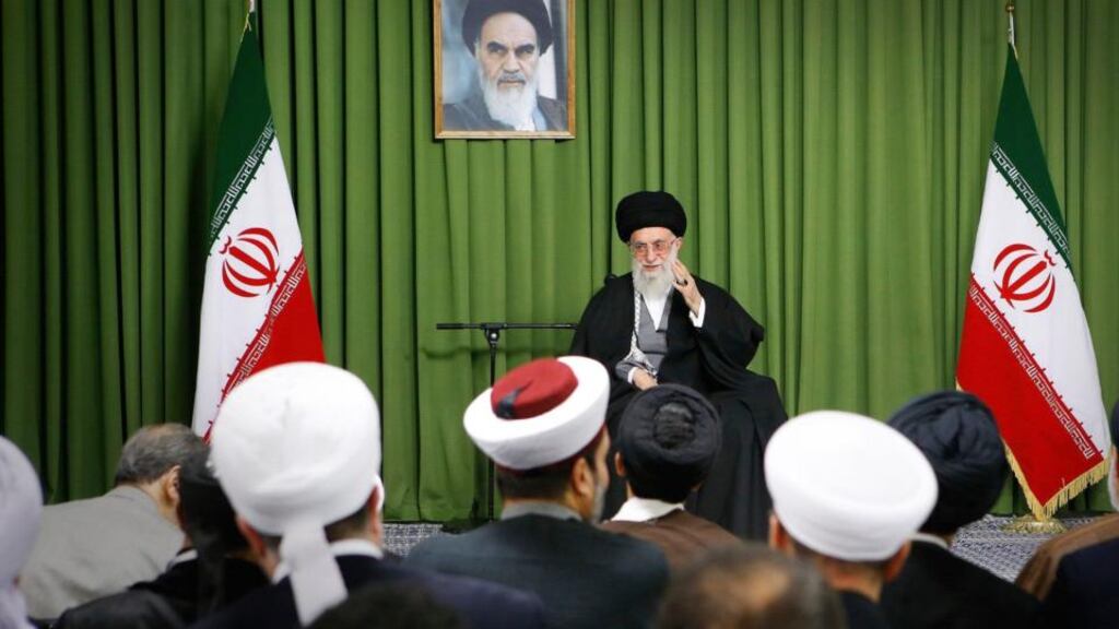 Iran’s supreme leader, Ayatollah Ali Khamenei, said the West had failed to bring Iran “to its knees” over its nuclear programme. Photograph: Office of the Iranian supreme leader via the New York Times