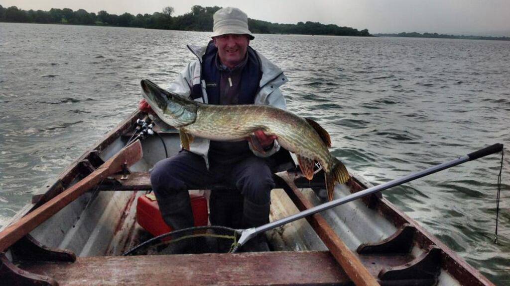Bernard Kennedy with his magnificent pike of 27lb+ caught trolling on Lough Carra.