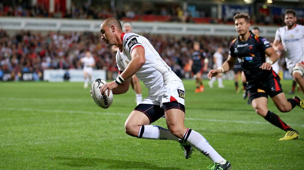 Ulster’s Ruan Pienaar scores a try against Newport Gwent Dragons in their Pro12 clash. Photo: Brian Little/Inpho