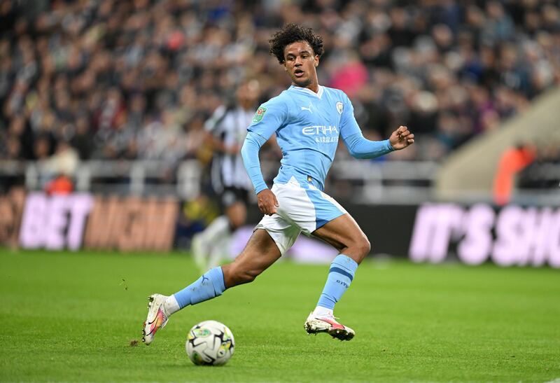 Manchester City forward Oscar Bobb in action against Newcastle United this season. Photograph: Stu Forster/Getty Images