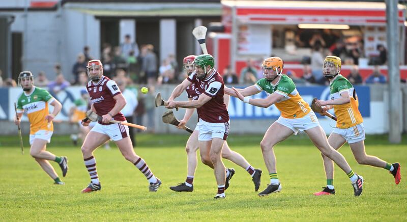 Offaly and Galway in action on Saturday. Photograph: Andrew Paton/Inpho