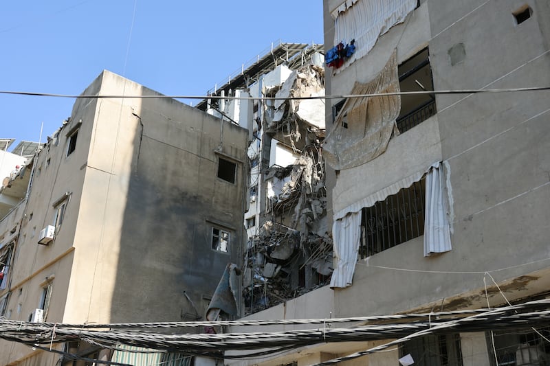 The aftermath of Tuesday's Israeli military strike targeting top Hizbullah commander Fuad Shukr in a Beirut's southern suburb on Wednesday. Photograph: Anwar Amro/AFP via Getty Images