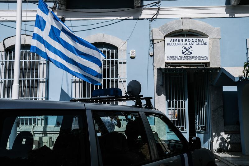 The Greek coast guard authority building in Kalamata, Greece. Photograph: Byron Smith/Getty Images