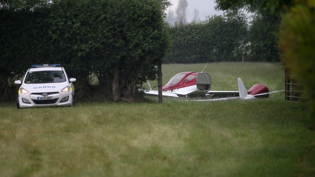 The scene of a light aircraft crash in Belan, Co Kildare. Photograph: The Irish Times