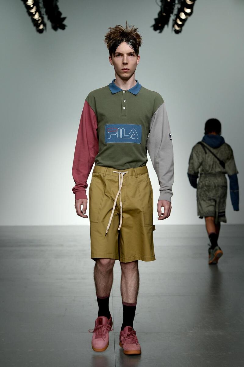Liam Hodges showcased a collaboration with Fila, the vintage Italian sportswear bran. Photograph: Eamonn M. McCormack/Getty Images