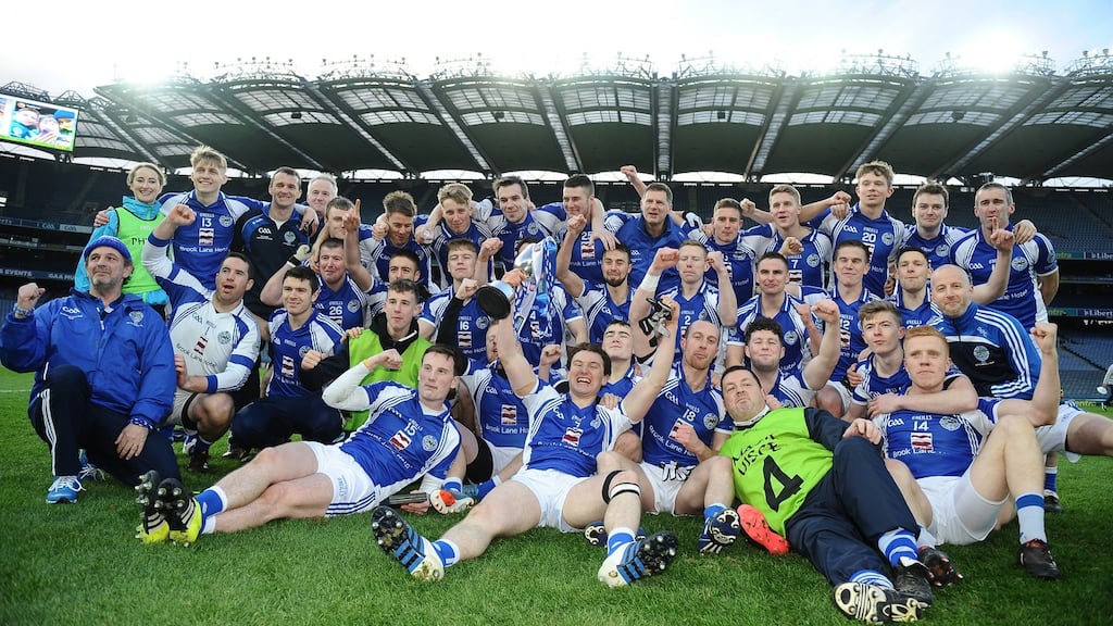 Templenoe celebrate after their All-Ireland junior club football final win. Photograph: Inpho