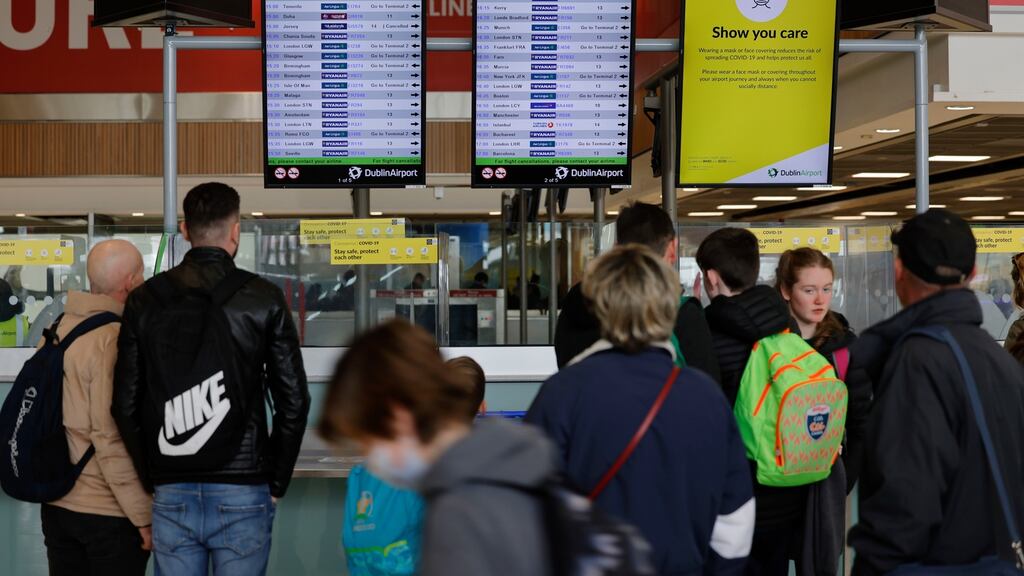 Checking in at Terminal 1, Dublin Airport. Passengers are allowing more time to make their flights due to delays at security. Photograph: Alan Betson/The Irish Times
