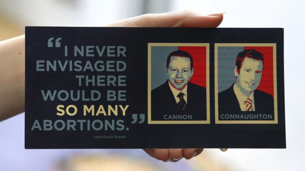 Connacht for Life flier that includes photographs of Fine Gael TDs Ciaran Cannon and Paul Connaughton. Photograph: Joe O’Shaughnessy