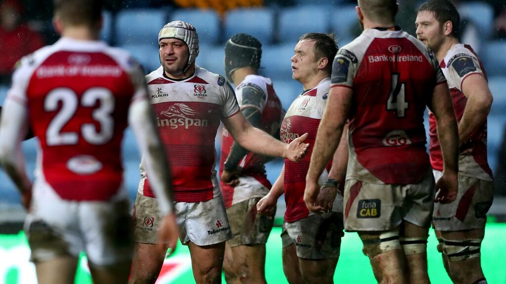 Ulster’s Rory Best stands dejected after his side’s exit from the Champions Cup at the hands of Wasps. Photo: James Crombie/Inpho