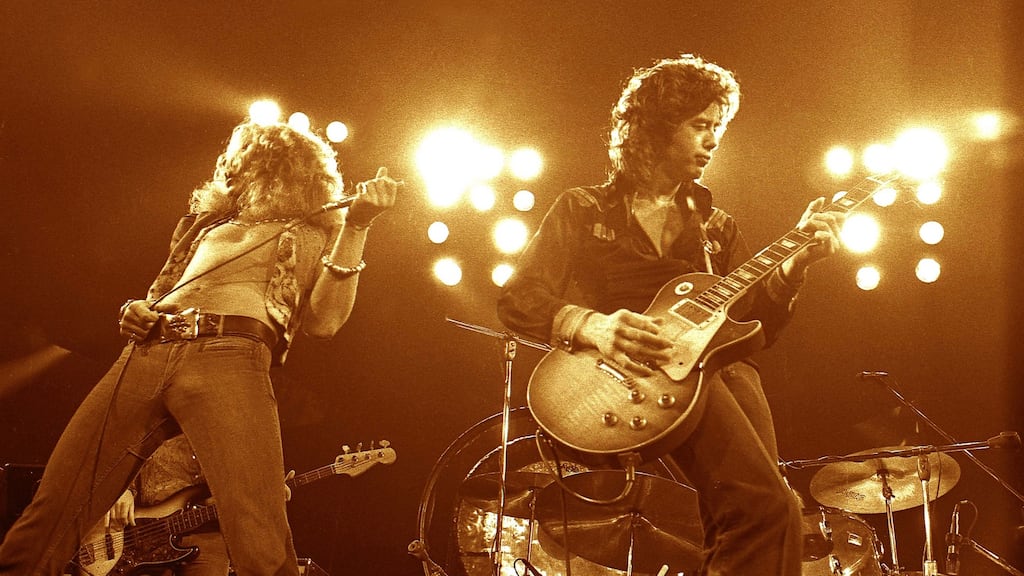Robert Plant and  Jimmy Page: rock nerds have long whispered about similarities between the opening of Stairway to Heaven and an interlude on the debut album from psych-rockers Spirit. Photograph:  Robert Knight Archive/Redferns