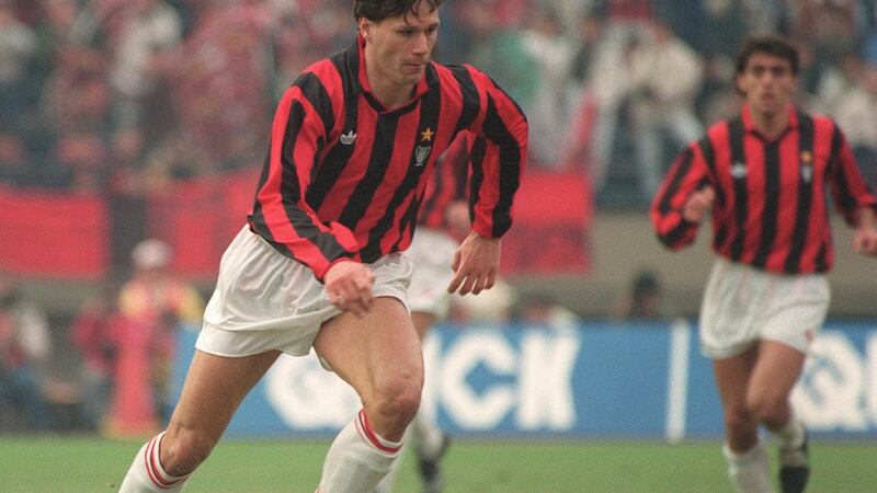 Marco Van Basten in action for Milan in 1990. Photograph: Toshifumi/Getty/AFP