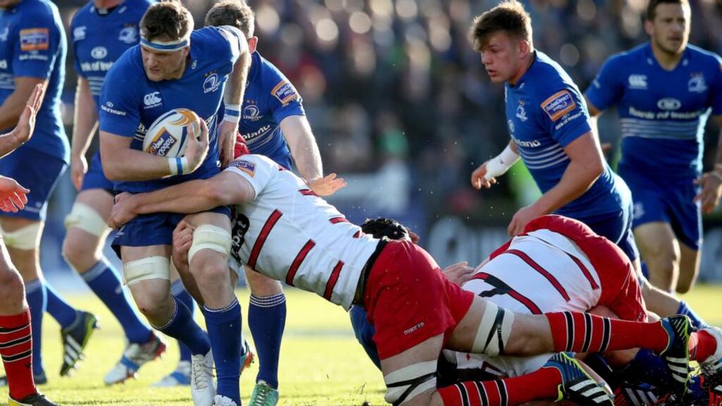 Leinster’s Jamie Heaslip on the charge against Edinburgh at the RDS on Saturday. Photograph: James Crombie/Inpho