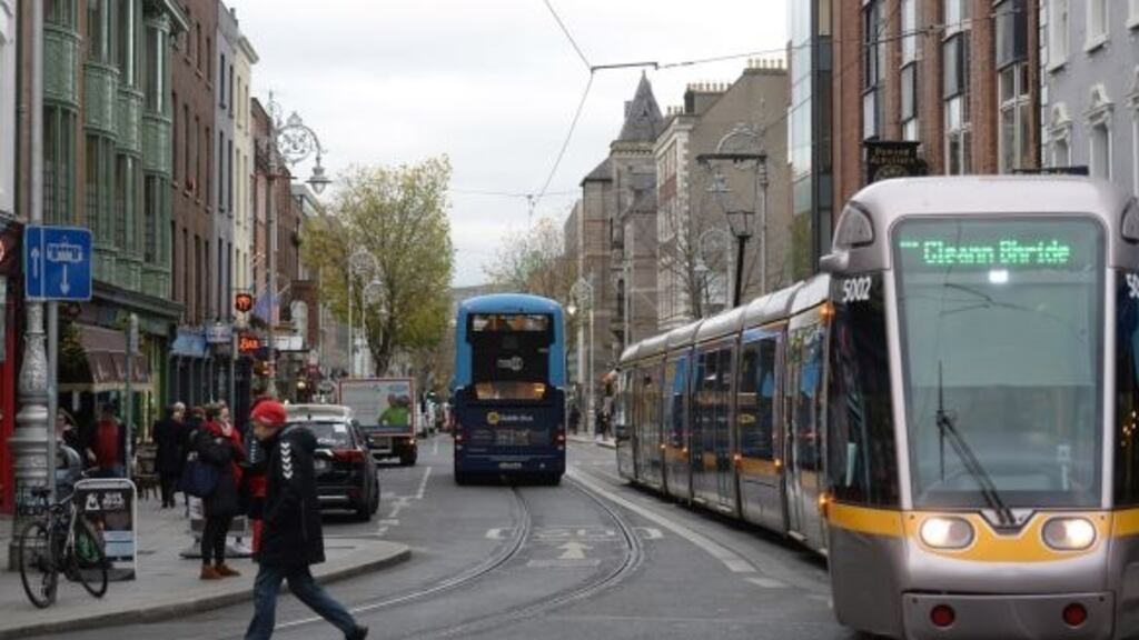 The Luas on Dawson Street, Dublin. File photograph: Dara Mac Dónaill