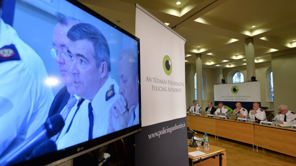 File photo: Garda Commissioner Drew Harris at a previous meeting of the Policing Authority. Photograph: Alan Betson