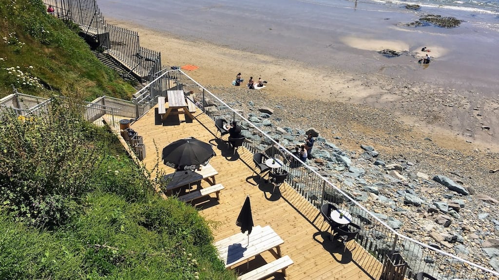 The beach-view terrace at the Waterford Castle overlooking Tramore