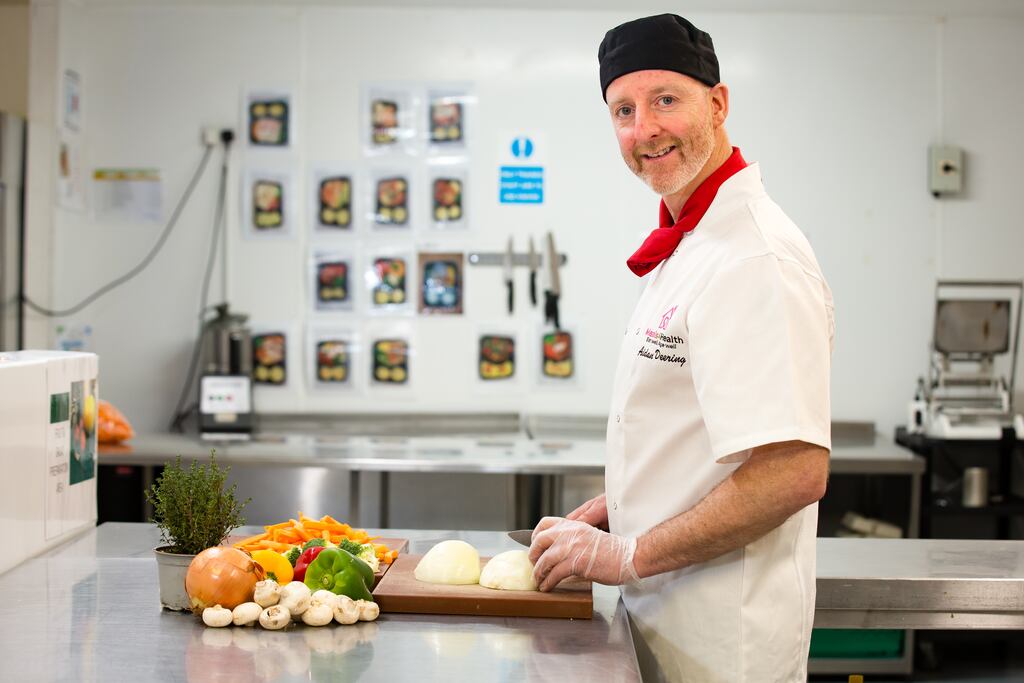 Aidan Deering prepares meals supplied by Meals4Health which cost €7/€7.50 per portion for a main course, €3 for soup and €2.50/€3 for dessert. File photograph: Anita Murphy