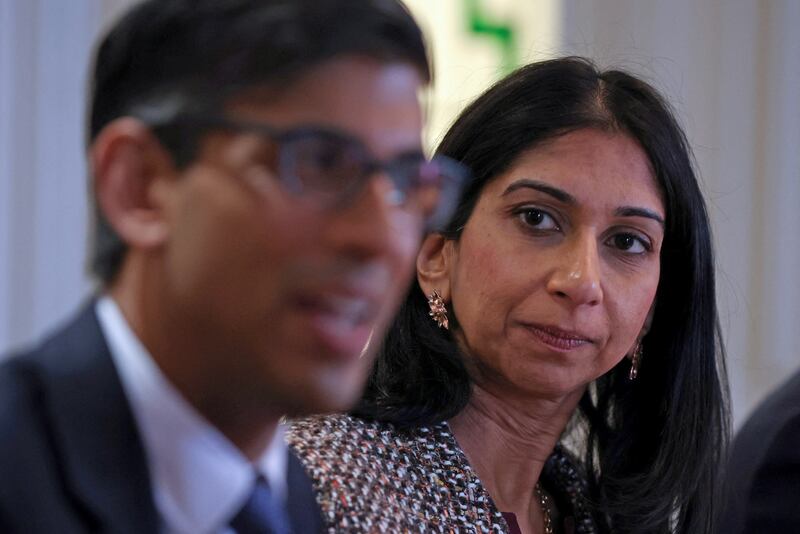 UK prime minister Rishi Sunak and Suella Braverman. Photograph: Phil Noble/PA Wire