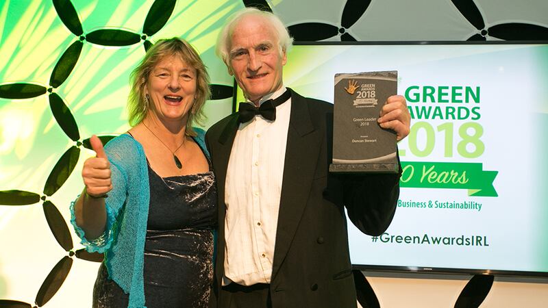 Senator Grace O'Sullivan, Green Party, Civil Engagement Group presents the Green Leader 2018 award to Duncan Stewart.