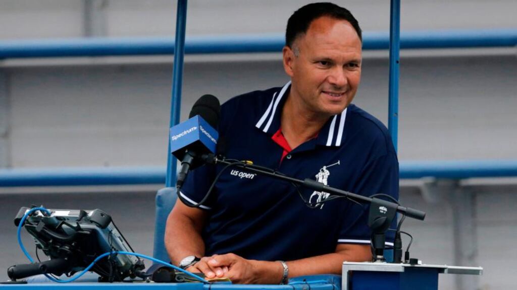 Umpire Mohamed Lahyani has been suspended from his next two scheduled tournaments for trying to encourage Nick Kyrgios at the US Open. Photograph: Kena Bentancur/AFP/Getty