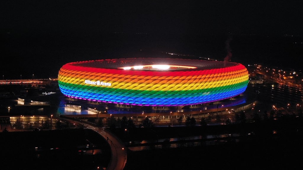 The facade of the Allianz Arena has assumed rainbow colours on a number of previous occasions. File photograph: Alexandra Beier/Getty Images