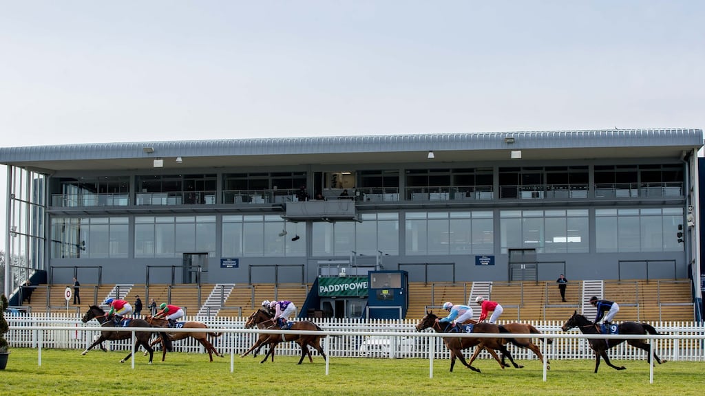 A view of the race run in front of an empty stand at Naas on March 23rd. Photograph: Morgan Treacy/Inpho