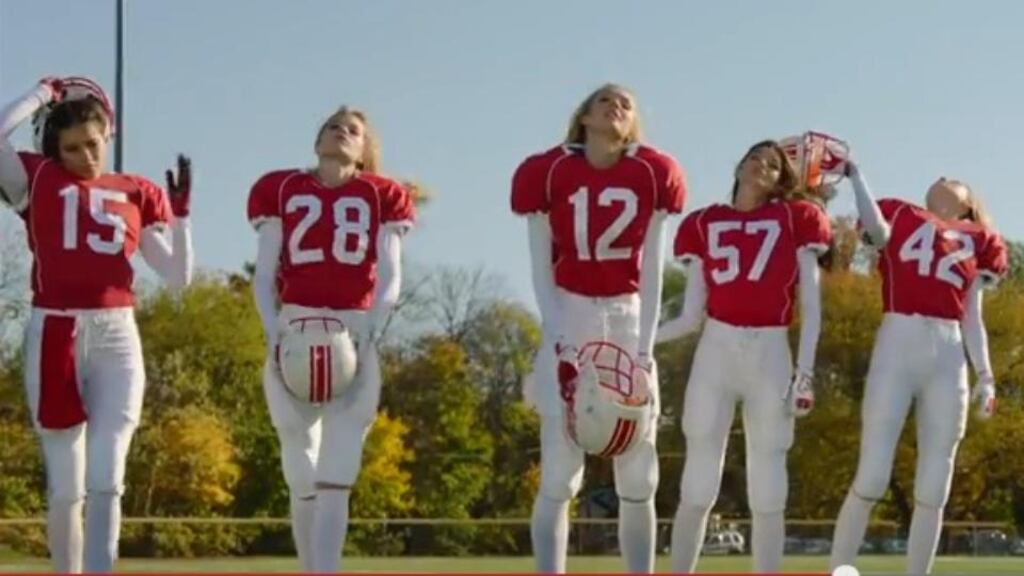 A still from the Victoria’s Secret Super Bowl advert: getting their hair and lipgloss out but leaving the rest to the imagination