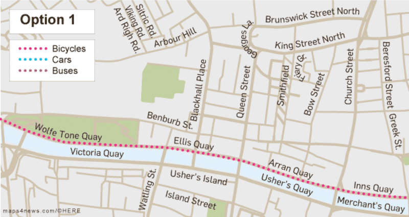 Four options were put to public consultation, with Option 4 here the latest version that is under consideration by Dublin City Council