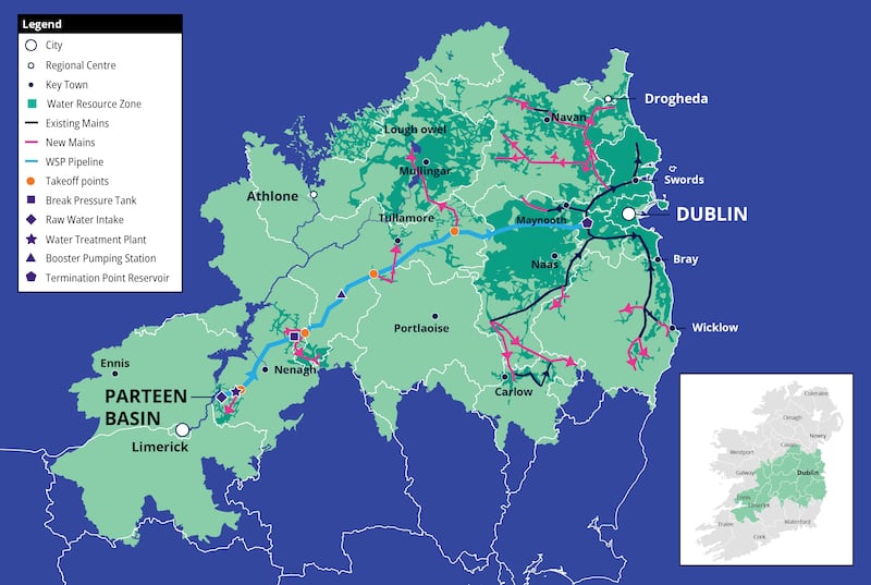 Shannon-Dublin water supply project. Graphic: Uisce Eireann