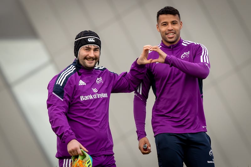 John Hodnett and Conor Phillips during training. Photograph: Morgan Treacy/Inpho