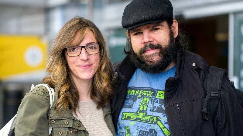 Newlyweds Ester Olea, from Valladolid, and Manuel Pombo, from Madrid. Photograph: John Ohle