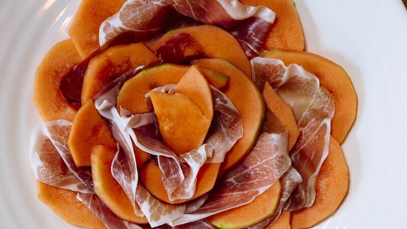 Salted melon and air dried ham. Photograph: Emma Jervis