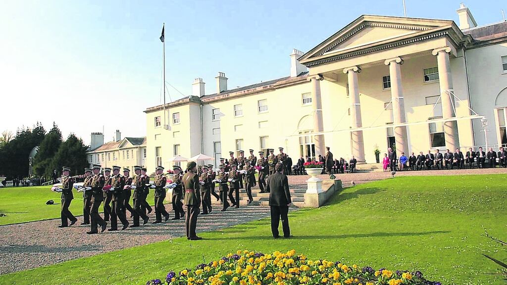 The case concerns articles of the Constitution which provide, that before taking office, the president and members of the Council of State must swear a declaration ‘in the presence of almighty God’. Photograph: Bryan O’Brien