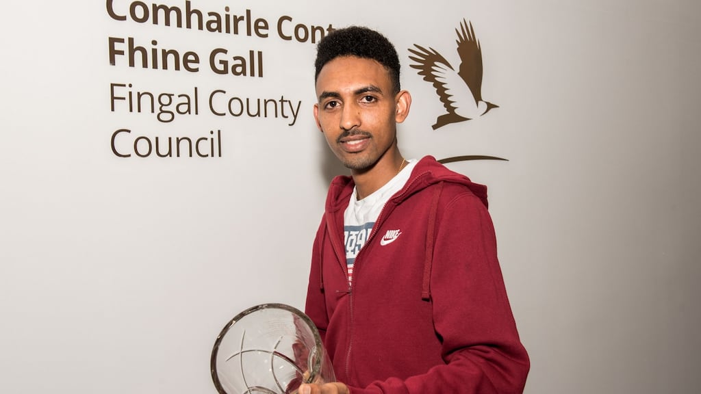 Efrem Gidey from Eritrea, a fifth-year student at Le Chéile Secondary School in Tyrellstown, Dublin, was praised for his “courage and dedication”. Photograph: Kevin McFeely