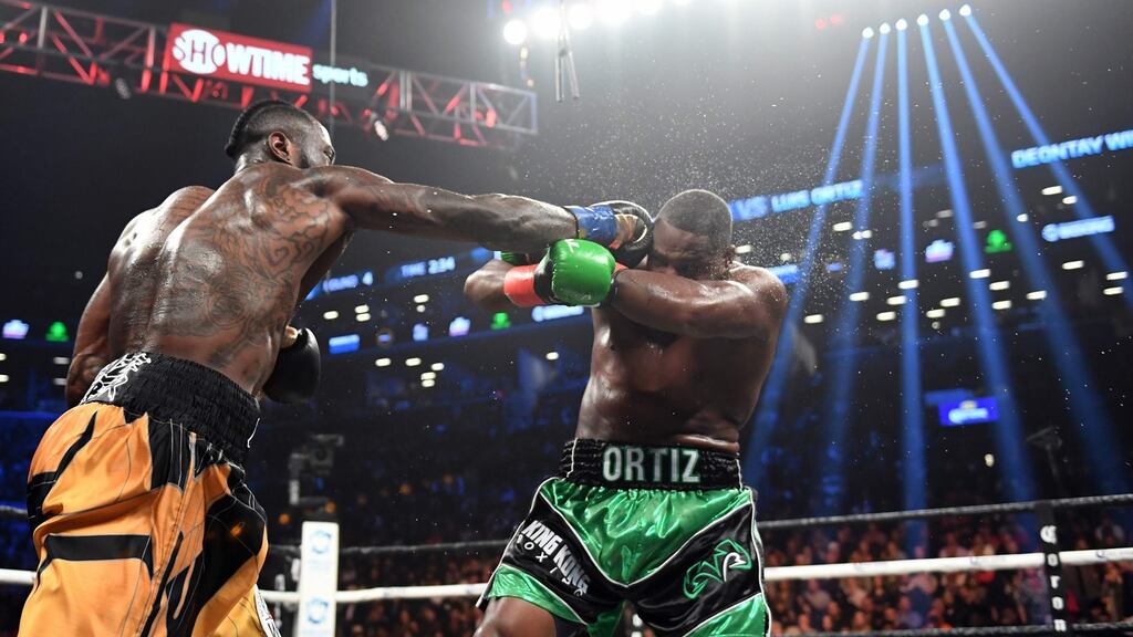Deontay Wilder knocked Luis Ortiz out in the 10th round in New York. Photograph: Timothy A.Clary/AFP