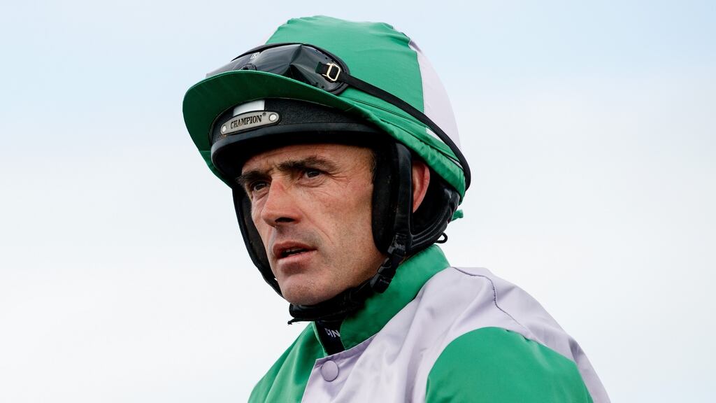 Ruby Walsh broke his leg when falling off Let’s Dance on Saturday but is confident he will be fit for the Cheltenham Festival. Photo: James Crombie/Inpho