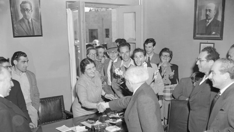 Palestinian Jews  celebrate the passage of the UN partition plan in April 1947. Photograph: Lasar Dunner