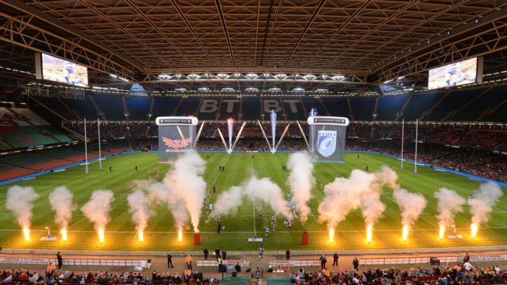 A general view of the Millennium Stadium during “Judgement Day” the self styled recent Pro12 double header between the Welsh clubs. Photograph: Huw Evans/Inpho