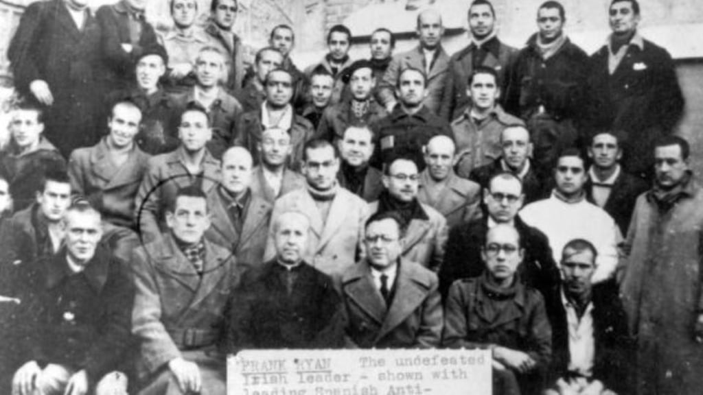 Frank Ryan shown with Spanish anti-fascists in Burgos death jail. Photograph: TG4
