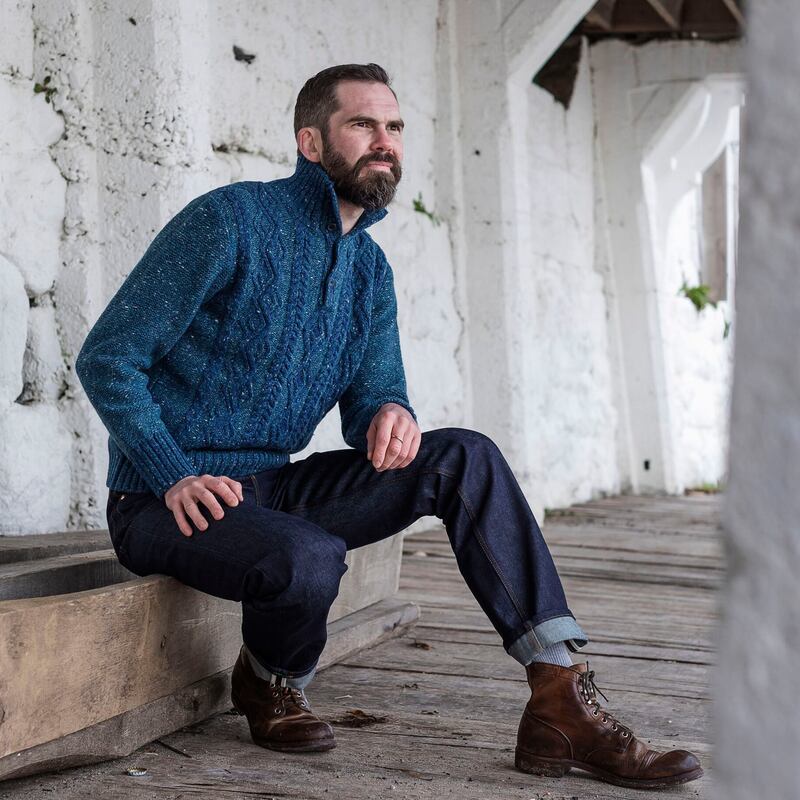 The Aran button neck in cashmere and supergeelong, €575 (not in European retailers). Photograph: Matthew Thompson