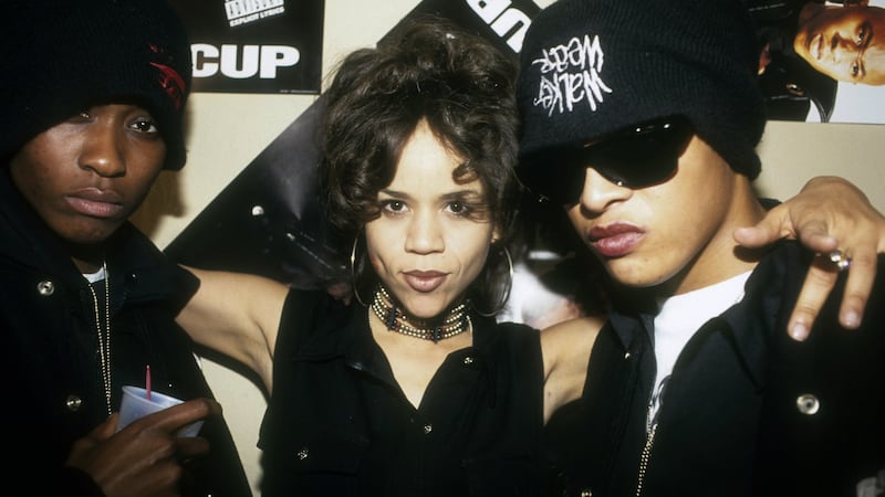 Rosie Perez attends a party in New York City in 1993 with Rapper Boss (left) and DJ Irene Moore. Photograph: Al Pereira/Getty Images/Michael Ochs Archives