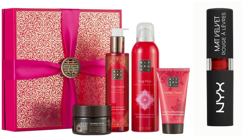 The Ritual of Ayurveda- Balancing Ritual (€19.76 Brown Thomas); NYX velvet matte lipstick (€10.50)