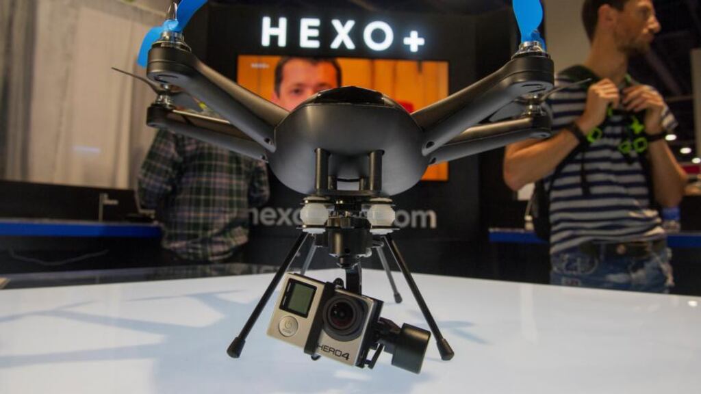A GoPro Hero 4 is fitted to a Hexo+ drone, manufactured by Squadrone System. GoPro’s chief executive, said he was enthusiastic about the potential for emerging technologies such as drones to drive more sales of its compact, robust cameras.