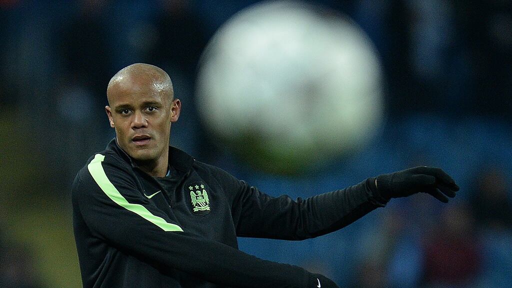 Manchester City’s captain Vincent Kompany may return for their second-leg tie. Photograph: Getty Images