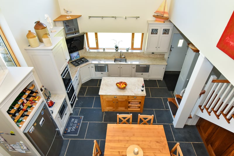 The kitchen and dining area