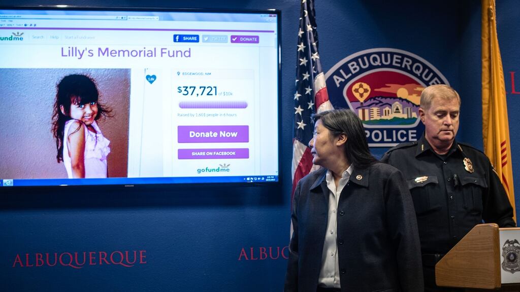 Investigators address the media after Lilly Garcia was shot dead durign a road rage incident in Albuquerque, New Mexico. Photograph: AP